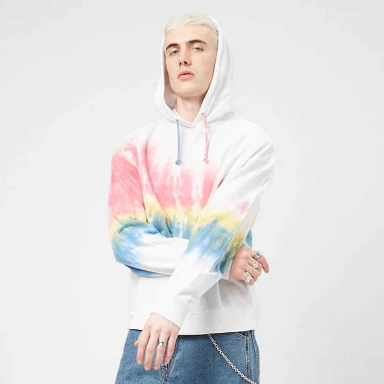 

Custom drawstring long sleeve white men's tie dye hoodies, Customized color