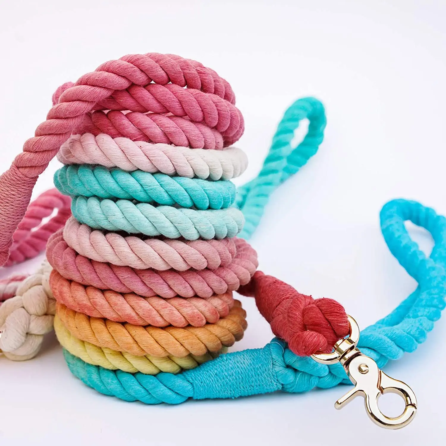 

Hot Sale Excellent Quality Braided Durable Cotton Macrame Woven Dog Leash Pet Leash