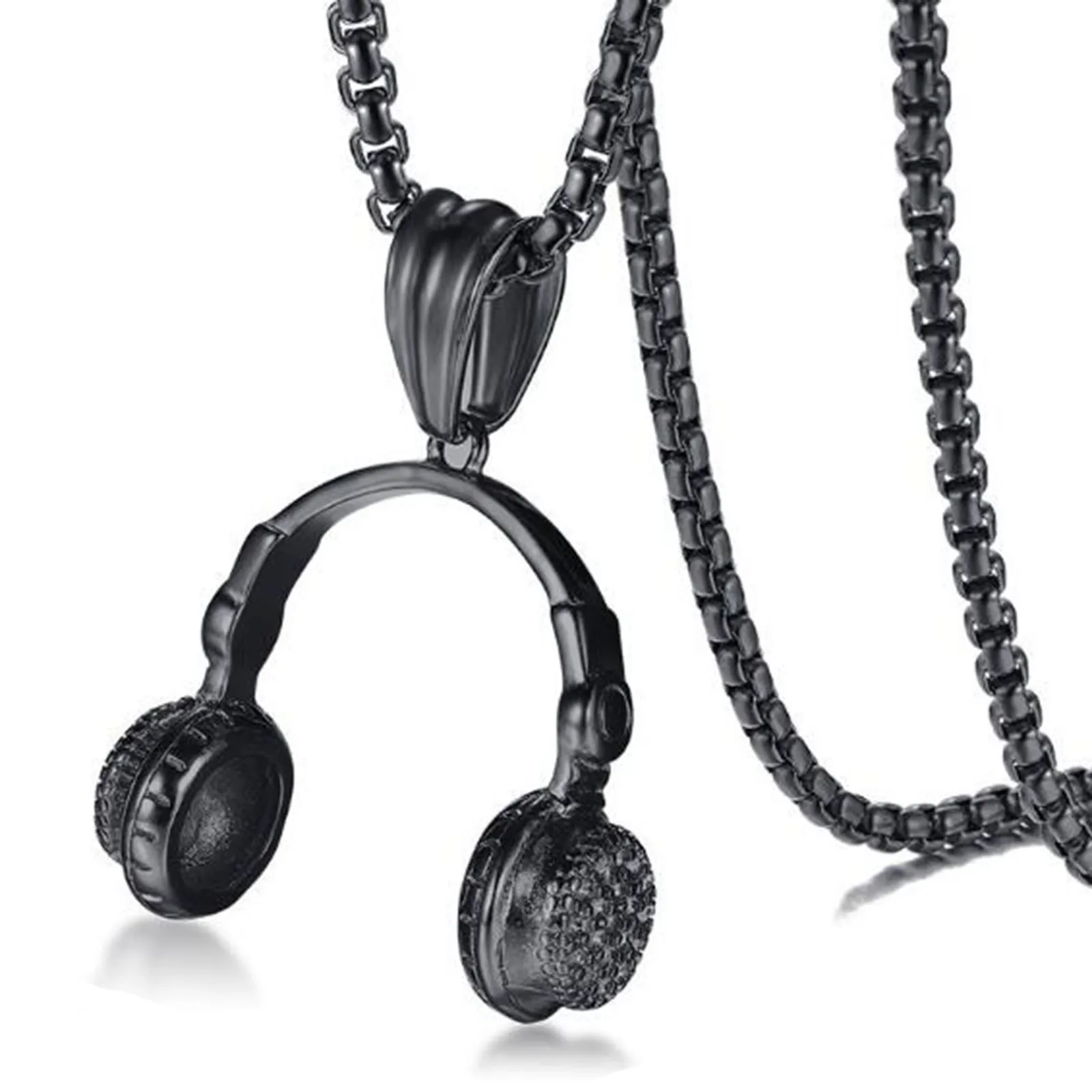 

NLJSF00063 Hip Hop DJ Mens Surgical Steel Music Headphone Pendant Necklace 18K Gold Plated
