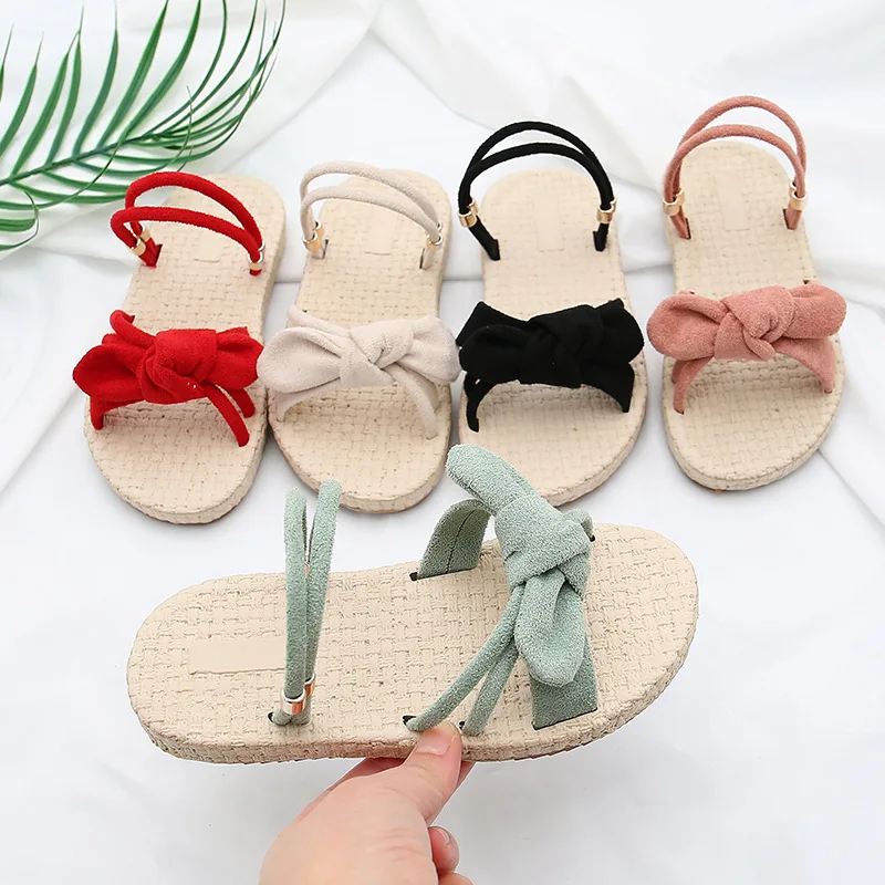 
2020 summer flat bowknot children girl princess slipper kids student soft sandals 