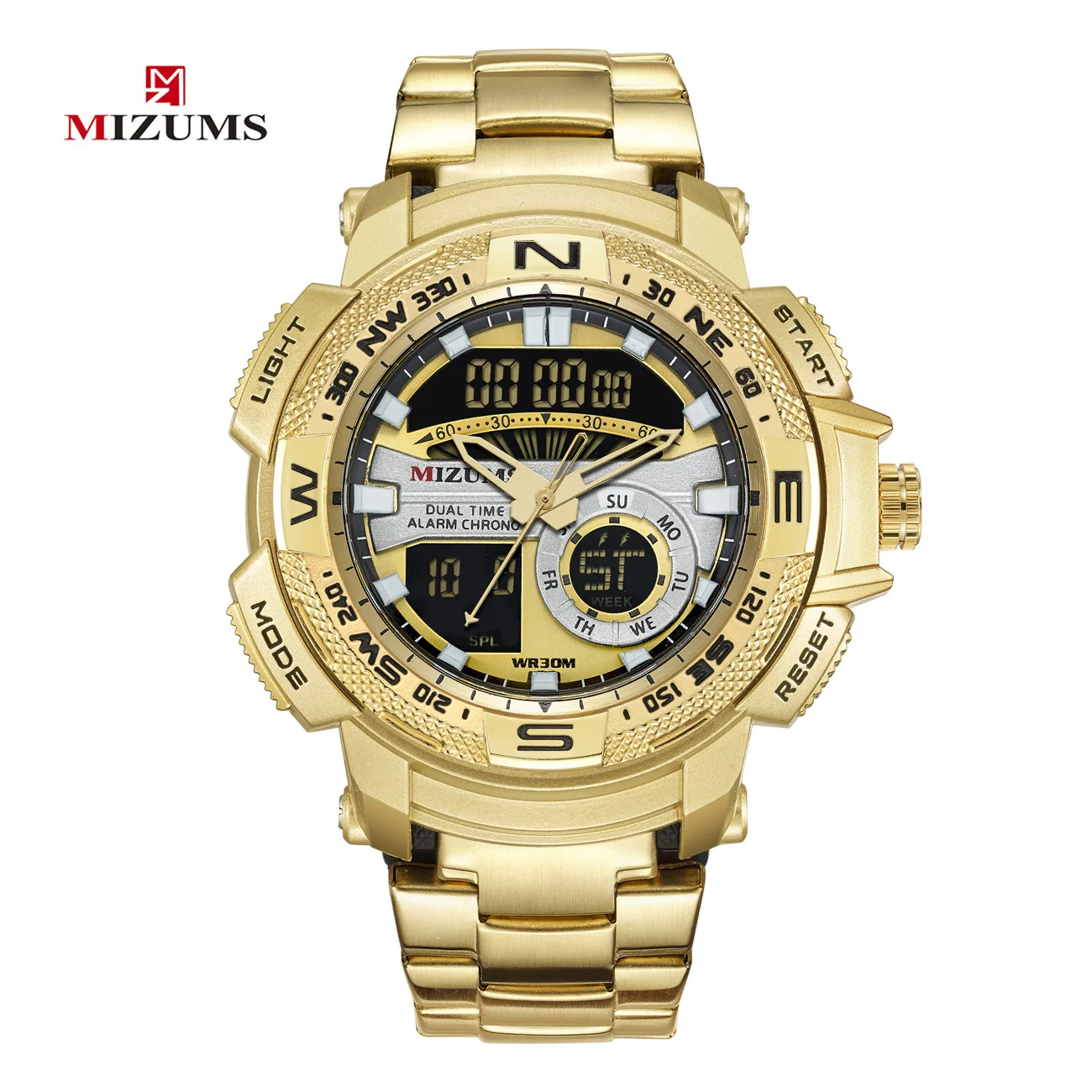 

MIZUMS8007 Men Sports Electronic Watch Fashion Business Watch Steel Band Quartz Man Watch