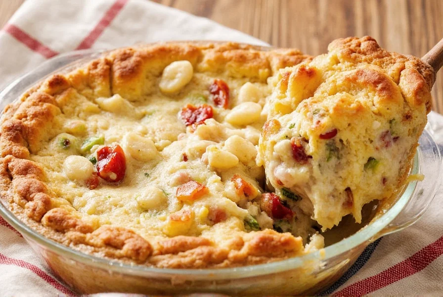 Homemade pot pie serving