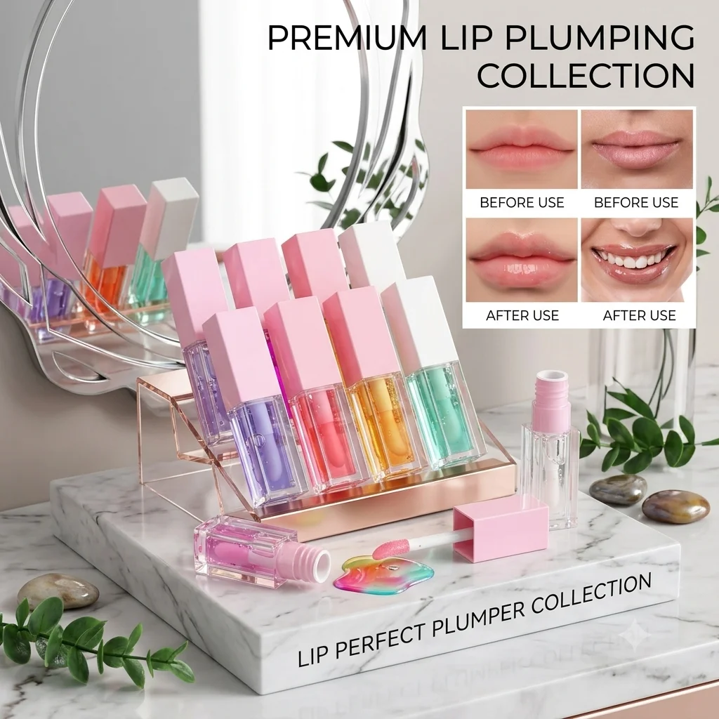 Wholesale Waterproof Plumping Lip Oil Custom Private Label Cute Makeup Your Lips Moisturizing Glossy Lipgloss Flowers Flavor