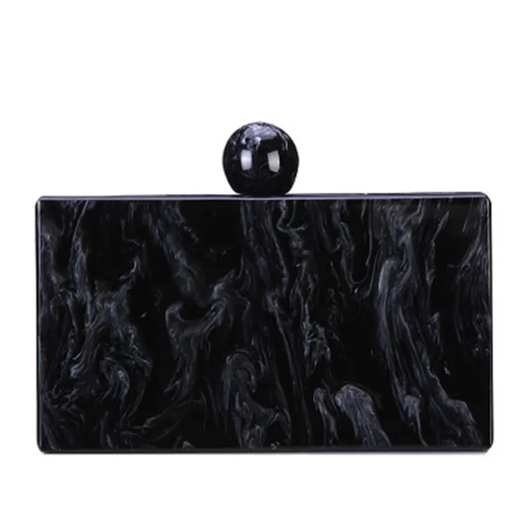 

Black Acrylic Bags Women Marble Evening Clutch Bags Ink Painting Messenger Bags Party Handbags Luxury Wedding Purse