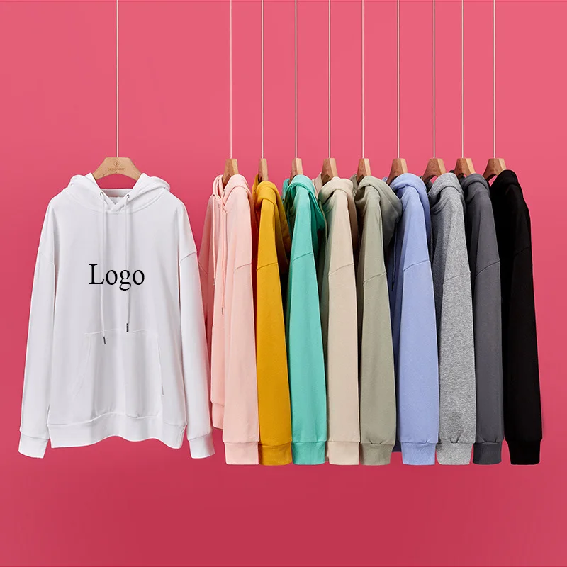 

High quality fashion low MOQ fall winter 100 cotton long sleeve plain black hoodie for women