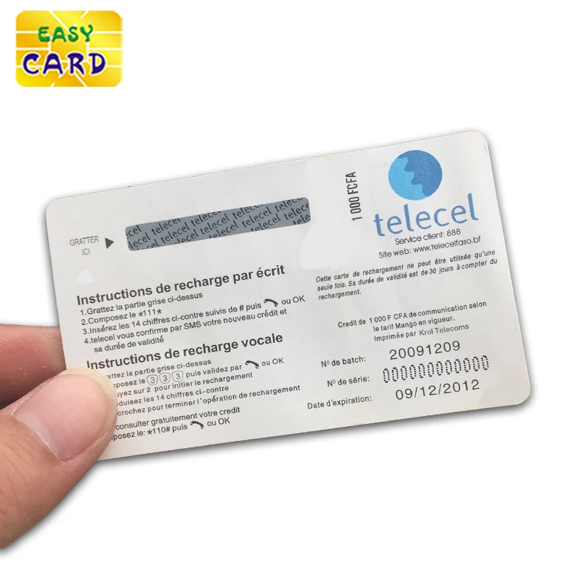 
Cheap Price Custom Printing Scratch Off Panel Prepaid Telephone Card 