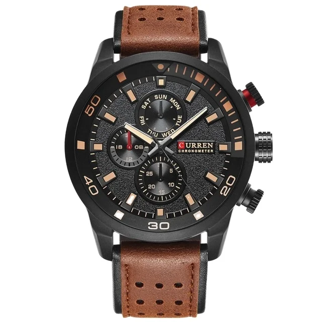 

CURREN 8250 Chronograph Men Watches Quartz Watch Sport Wristwatches Military Leather Fashion Brand Relogio Masculino