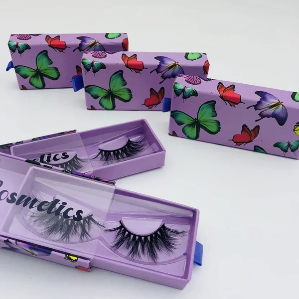 

Full strip eyelash packaging box custom butterfly lashcases lashes3d wholesale vendor 25mm 28mm, Natural black mink eyelashes