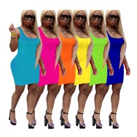 

08207NA Women 2020 Summer Casual Solid Basic Bandage Bodycon Dresses