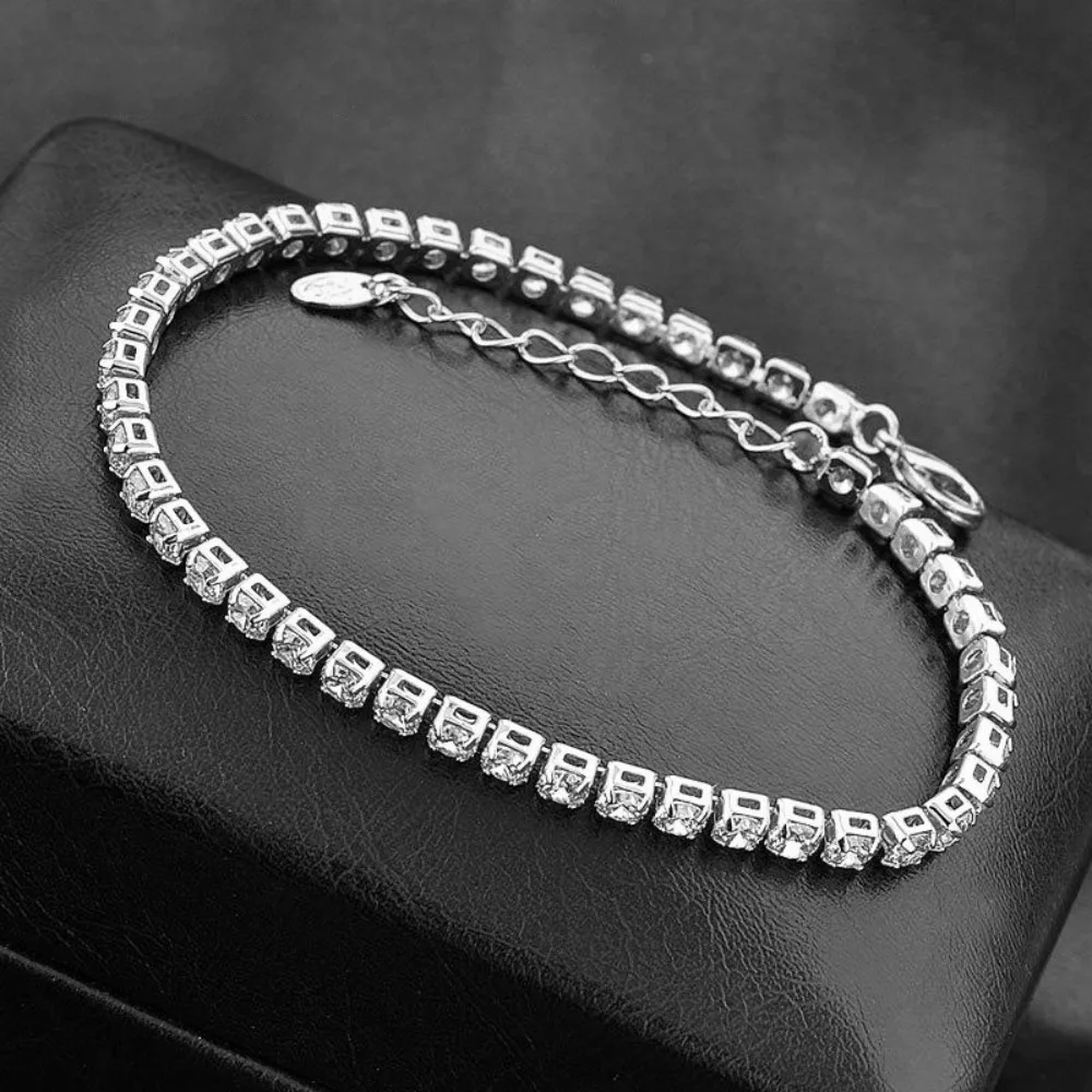 

High Quality Full Rhinestone Single Row CZ Crystal Tennis chain Bracelet Anklet Wedding Bridal Gift Jewelry, Silver gold