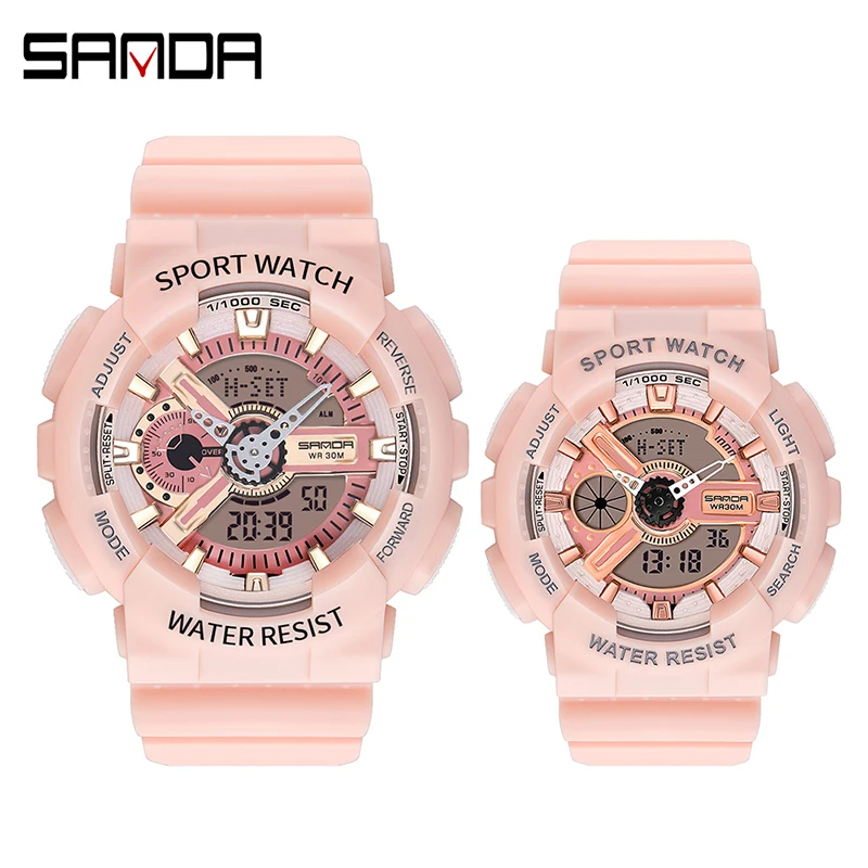 

Sanda 299-292 Multifunctional Sports Men Women Watch Luminous Chrono Waterproof LED Fashion Couple Set Digital Wrist Watch
