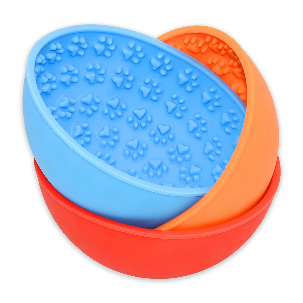 

Preventing Choking Anxiety Relief Healthy Feeding Slow Feed Dog Lick Bowl Create Licking Food Treat Round Dog Slow Feeder Bowls, Red/blue or custom