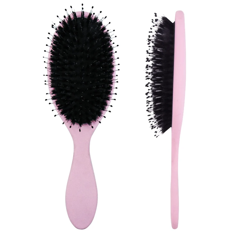 

Amazon hot sale Anti-Static Custom logo oval boar bristle hair brush with nylon bristle for Scalp Massage hairbrush, Customized color