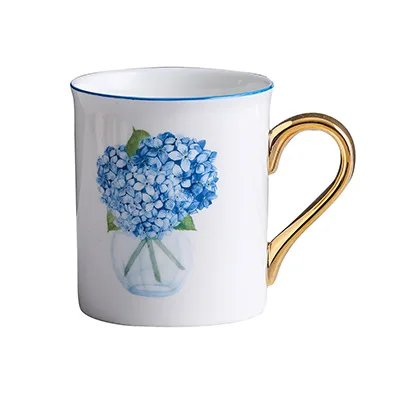 

Bone China Breakfast Plate Gold Water Cup Dim Sum Plate Western Cuisine Plate Mug Water Cup Milk Cup Bouquet Series Tableware