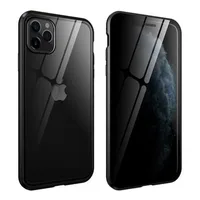 

New Metal Magnetic Tempered Glass Privacy Phone Case Double Glass case for iphone 6 7 8 PLUS X XS XR XS MAX anti peep glass case