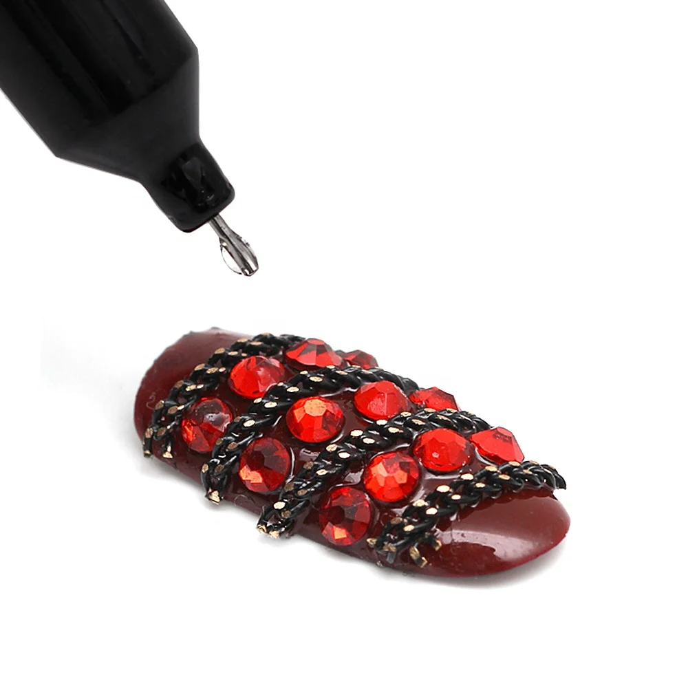 

10ml double head Factory Wholesale Private Label Stick drill gel Decoration Nail Glue Rhinestone Nail gel