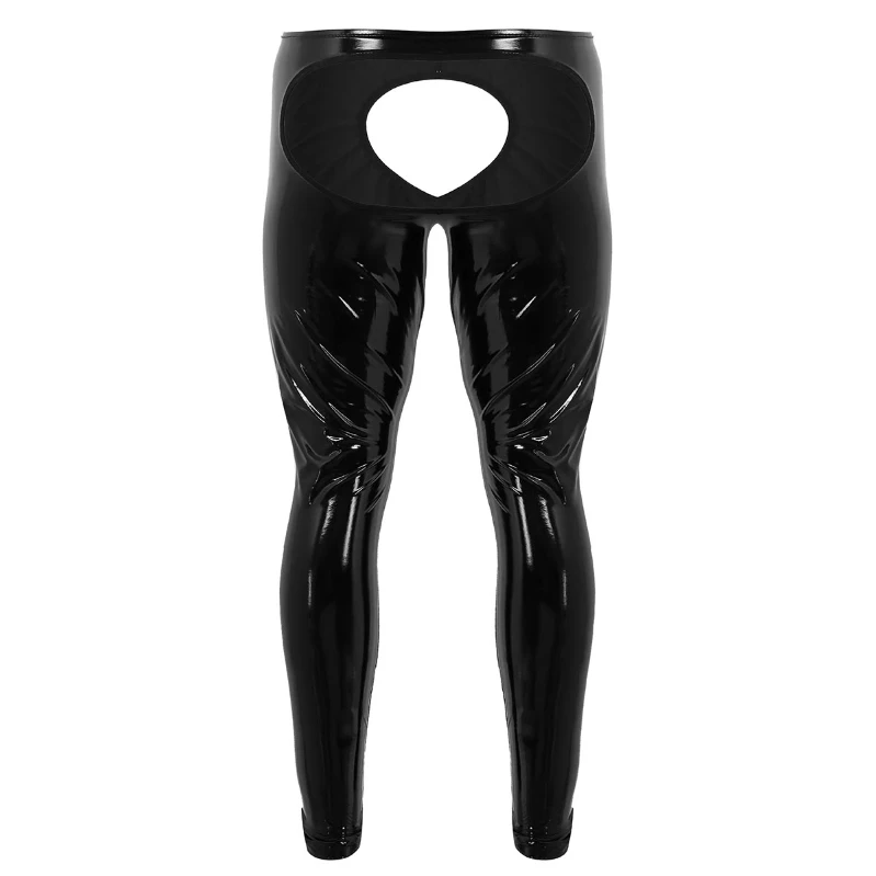 

In Stock Mens Patent Leather Hollow Pouch Tight Pants Leggings Trousers