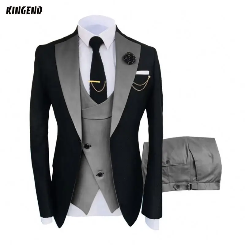 

KG2053 Hot Fashion Slim Fit Blazer 3 Pcs Two-Piece Set Wedding Formal Peaked Lapel Prom Terno Masculino Men's Suit