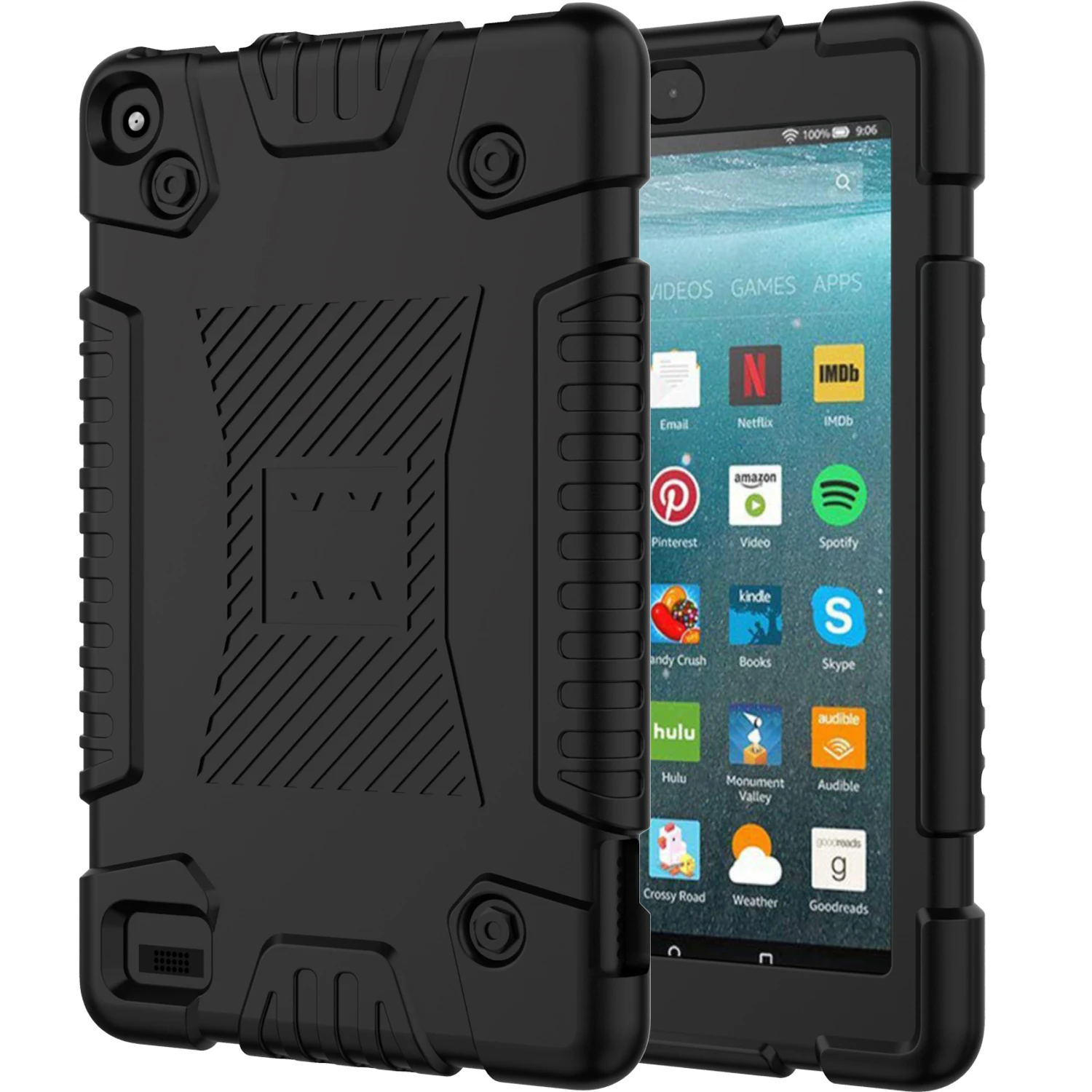 

Heavy Anti Drop Shockproof Non Slip Rugged Soft Tablet Silicone Cover Case For Amazon Kindle Fire 7 2019, Multiple colors