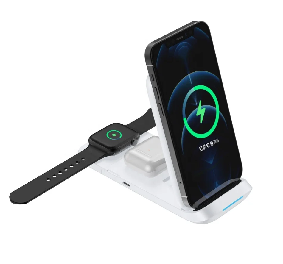 

Foldable Magnetic Ultra Thin Wireless Charger Phone Stand 3 In 1