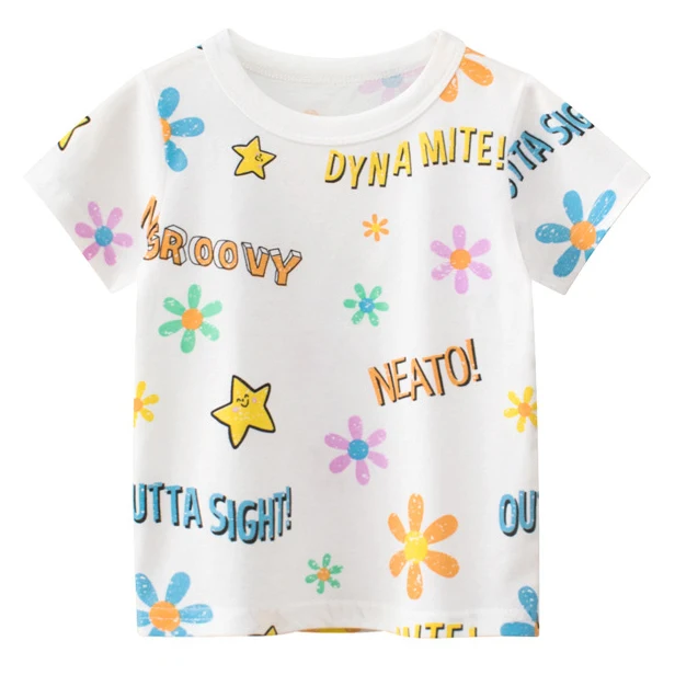 

Korean style cartoon plain white t-shirts 100% cotton soft t-shirt for baby girl