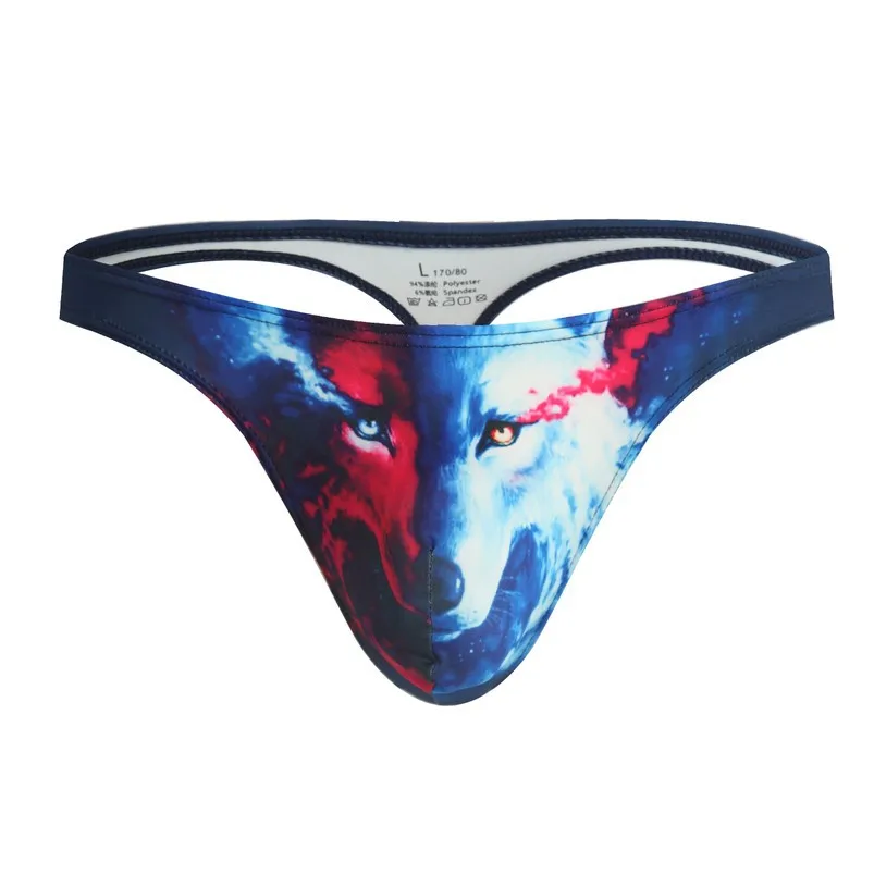 

Hot Sale Sexy Men's Low Waist Briefs Animal Print Ice Silk Breathable Man Thongs G-String Underwear Men's Sexy Underwear