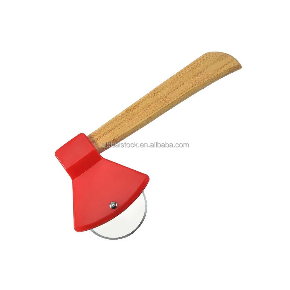 

AXE Pizza Cutter Rotating Blade Home Kitchen Cutting Tool Pizza Knife Bamboo Handle For Pizza Pies Waffles