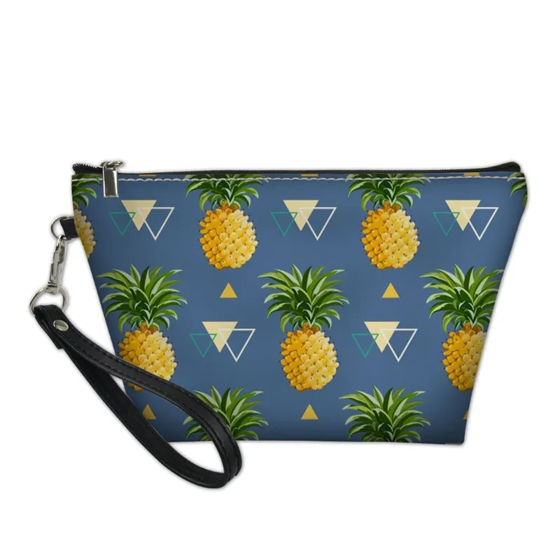 

Pineapple Pattern Ladies Customizable Cosmetic PU Bag Travel Mini Leather Makeup Bag With Zipper