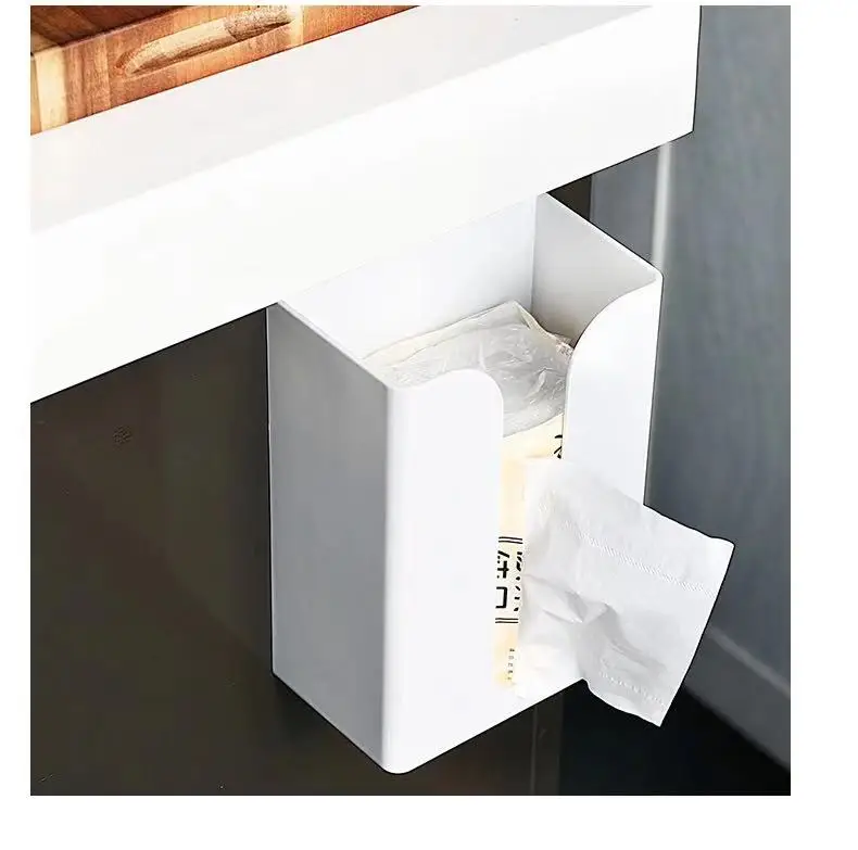 

kitchen paper storage box Pumping paper box Bathroom non-trace wall hanging tissue holder toilet tissue box, White