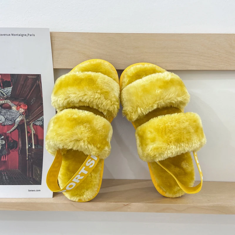 

wholesale indoor women fur slippers sandal fluffy slippers fur