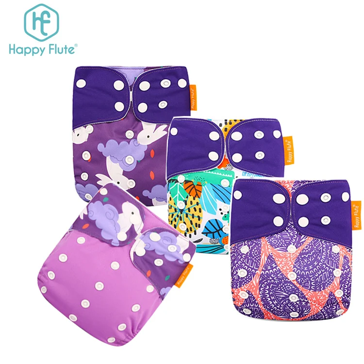 

Happyflute 1 set eco-friendly reusable washable free size baby cloth diaper nappy pants