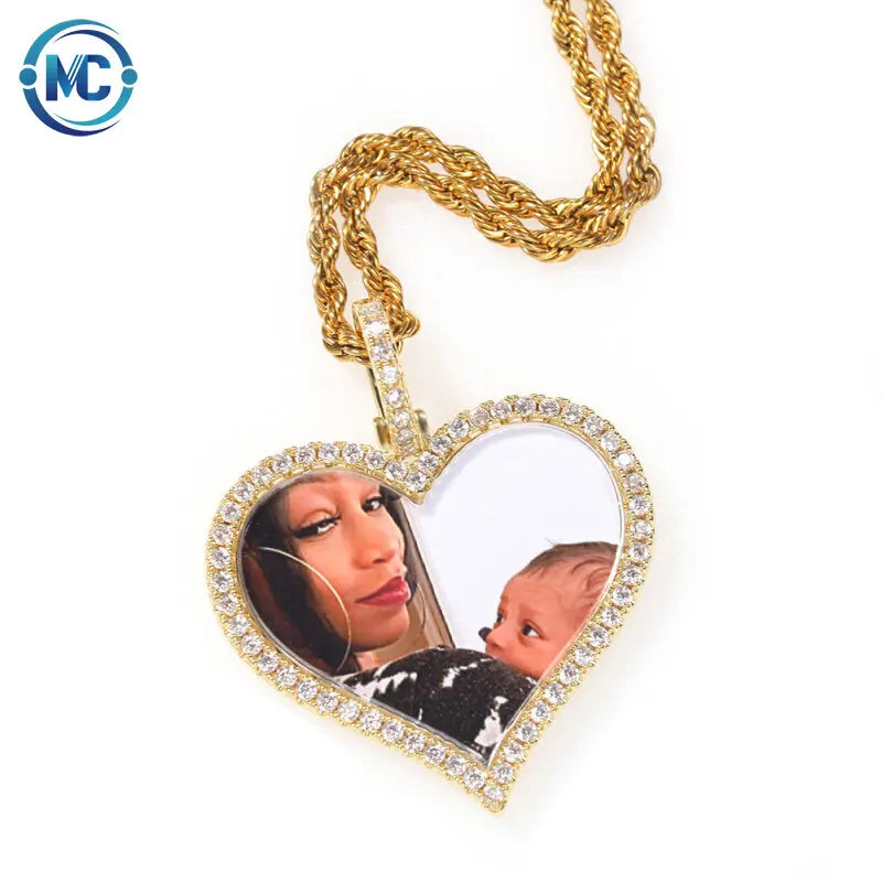 

Wholesale Custom Memory Locket Picture Necklace Pendant Hip Hop Jewelry Heart Sublimation Lockets For Photos Pendant Necklace, As the picture