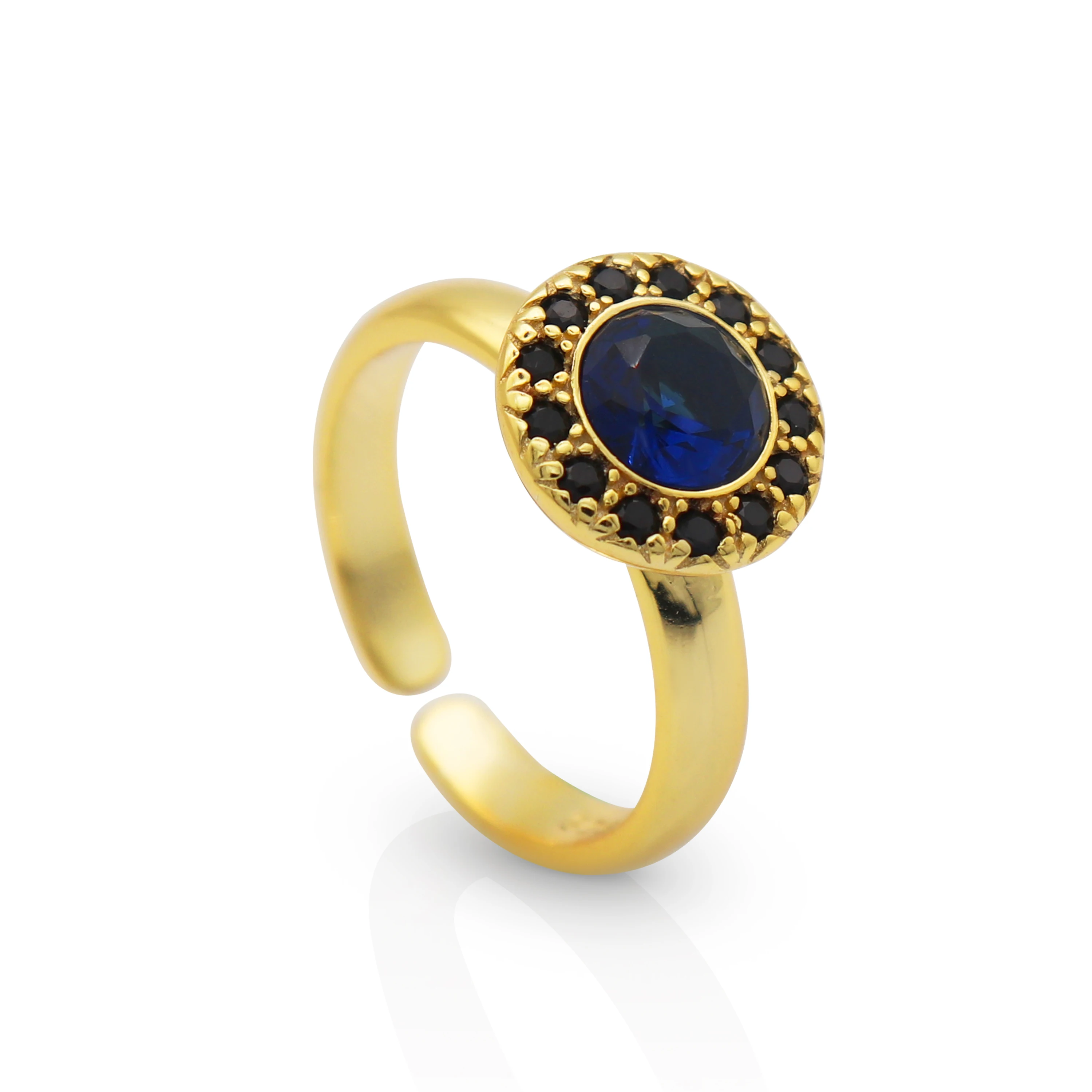 

Chris April fashion in stock 925 silver 18k gold plated minimalist Sapphire gemstone Ring for Women