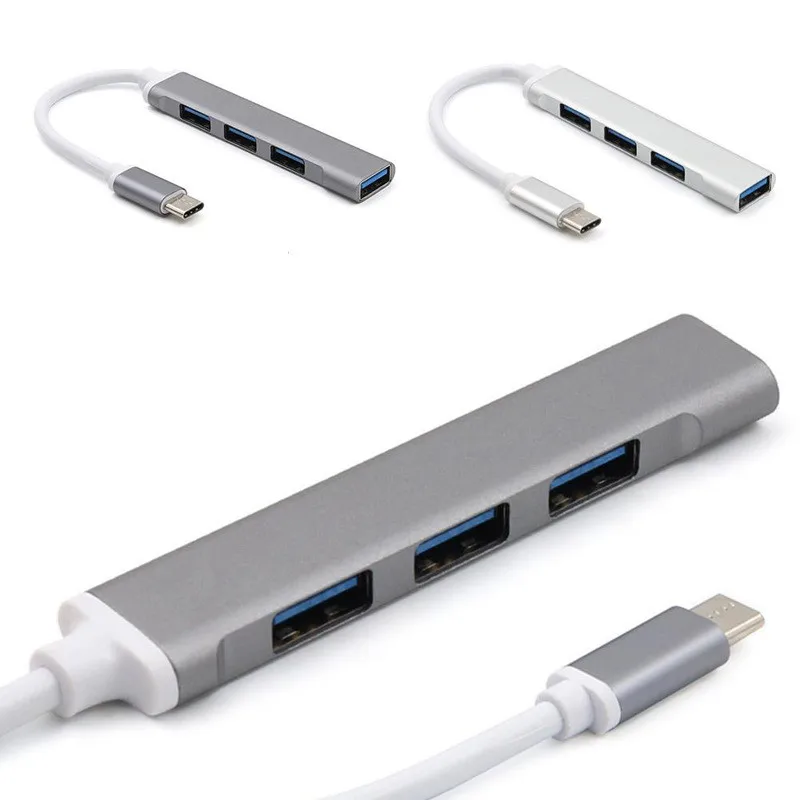 

Wholesale 4 In 1 Multiport USB3.0 Type C Hub Multi-function Converter Splitter USB C HUB Adapter Laptop, Silver gray