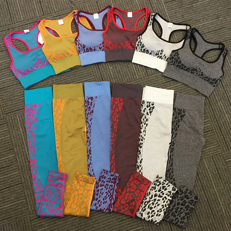 

Woman Sportswear Fitness Running Ladies Sport Yoga Suit Leopard Yoga Set, Customized colors
