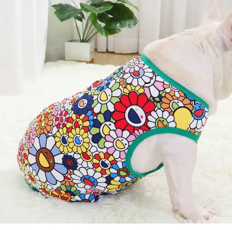 

Factory Wholesale Fashionable Dog T Shirts Breathable Fat Dog Vest Cotton Pug Bulldog Summer Cloth Pet Dog Clothes