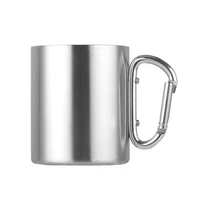 

New Product Eco-friendly Metal Coffee Tea Tumbler Camping Traveling Outdoor Cup Stainless Steel Double Wall Carabiner Mug
