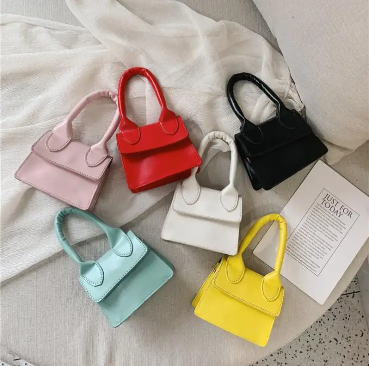 

Kids Girl Solid Pu Leather Handbag Fashion Girl Mini Bag Cross Body Bags Children Candy Color Messenger Bag, Picture