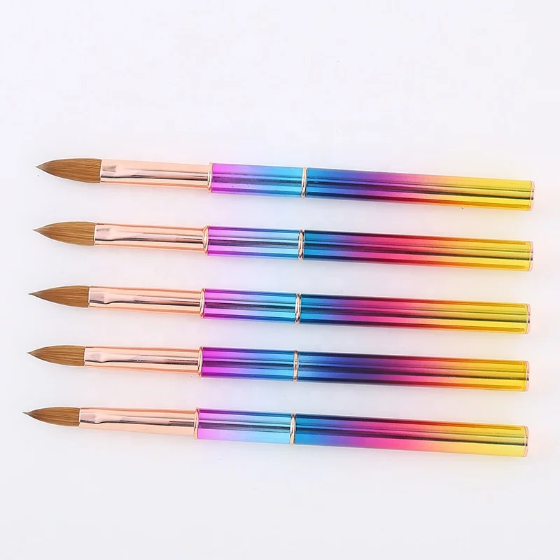 

Acrylic brush kolinsky #8,#10,#12,#14,#16 custom 100% kolinsky acrylic brush, Rainbow color