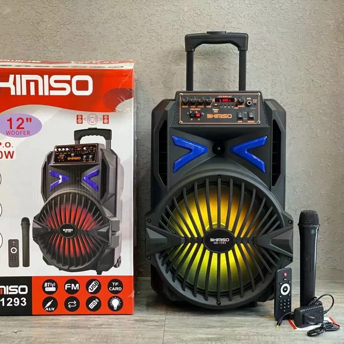 

QS-1293 Kimiso 12 inch portable outdoor high power deepbass trolley speaker