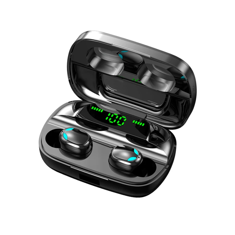 

3500mAh Charging Box Wireless Funny Earphones LED Digital Display Earphone OEM 8D HIFI Stereo Sound Mini Wireless Ear Phone, Black/red/blue