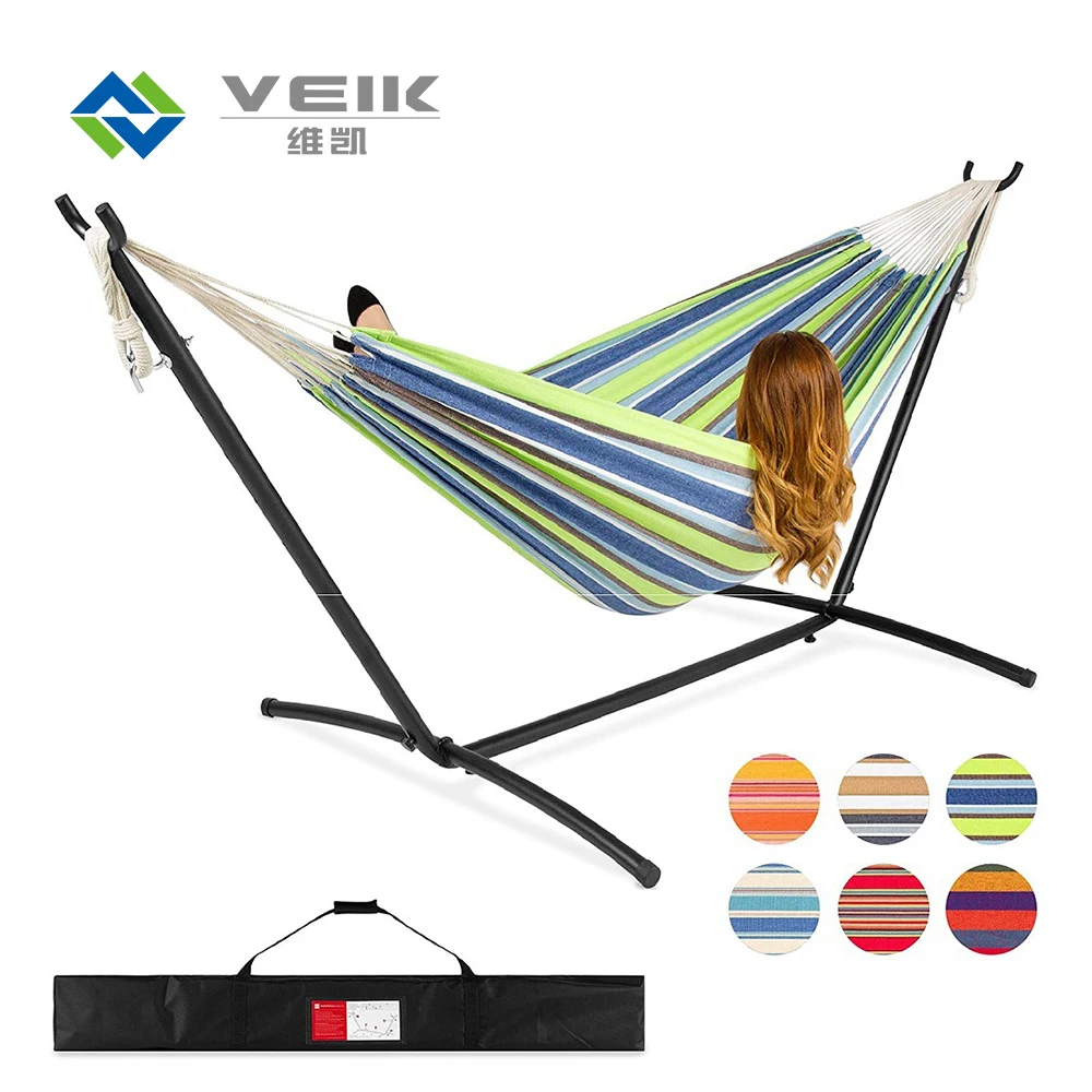 

Camping Hammock Double Hammock Stand Portable Hammock with Stand 2 Person Heavy Duty with Space Saving Steel Stand