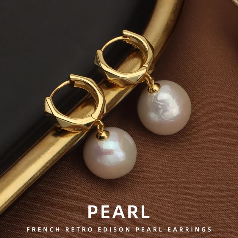 

wholesale fresh water pearl edison drop earrings vintage freshwater pearl baroque pendant earring for women