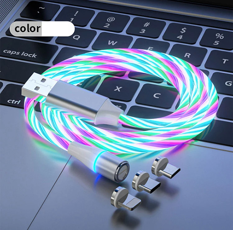 

Smart cell phone led cable light 3 in 1 magnetic charging cable 3A usb, Customization