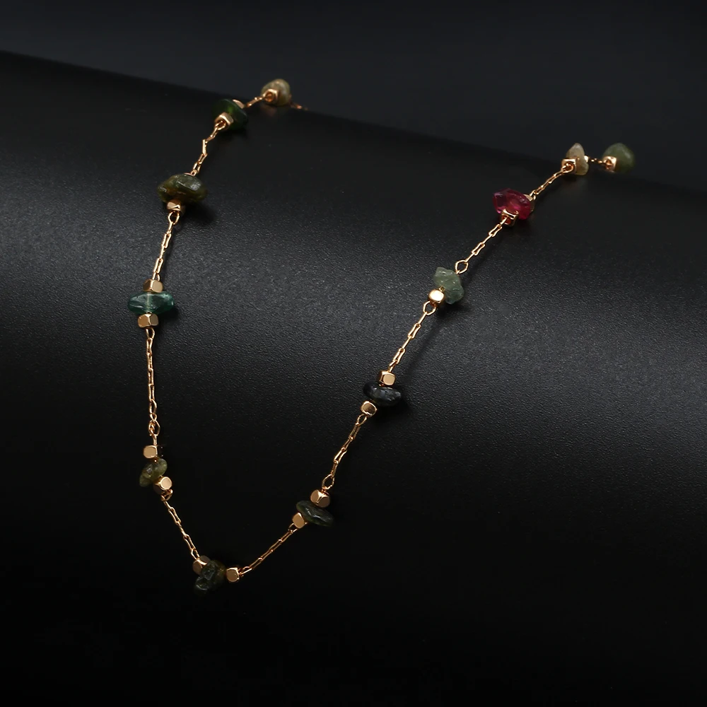 

Lucky Eye Natural Stone Anklet Gold Color Leg Foot Chain Beach Ankle Bracelet Adjustable for Women Girls Fashion Jewelry