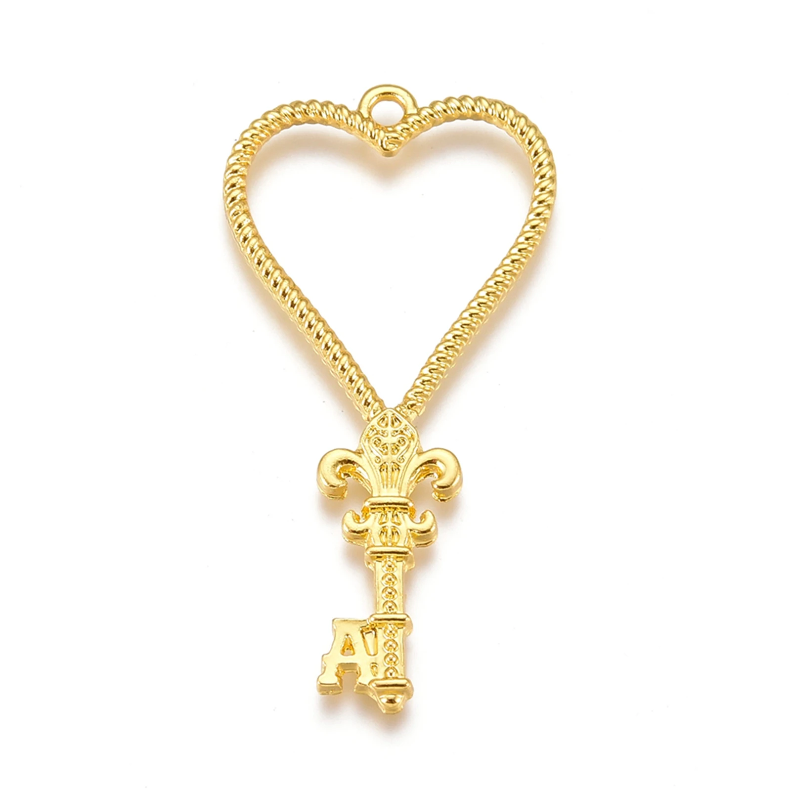 

PandaHall Heart Playing Card Magic Staff Golden Open Back Bezel Pendants