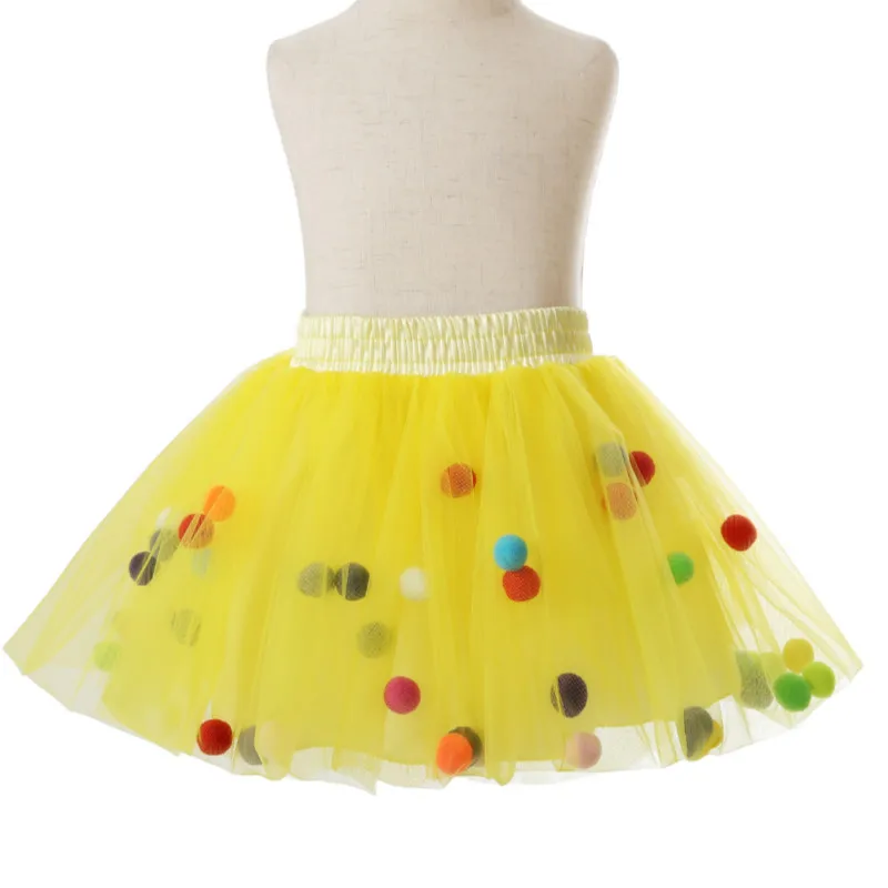 

2021 New Baby Children girls Ball Gown Multi-Layers TUTU shirt colorful pompom bubble shirt, Solid color