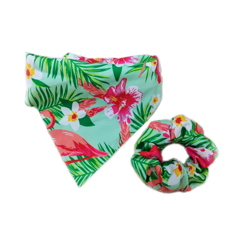 

Sublimation print dog bandana and scrunchie set custom luxury neckware scarf pet bandana, Any color is ok