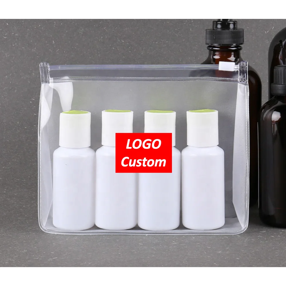 

Factory supply Low MOQ LOGO Custom clear cosmetic packaging bag