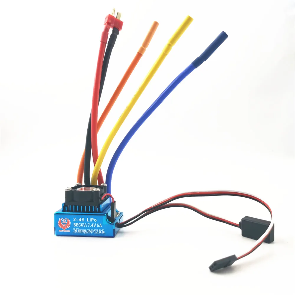 

Fire Phoenix 120A Xerun brushless ESC with sensor cable 2-4s Lipo with 6V/5A or 7.4V/5A BEC sensored esc for RC cars RC boat, Picture shown